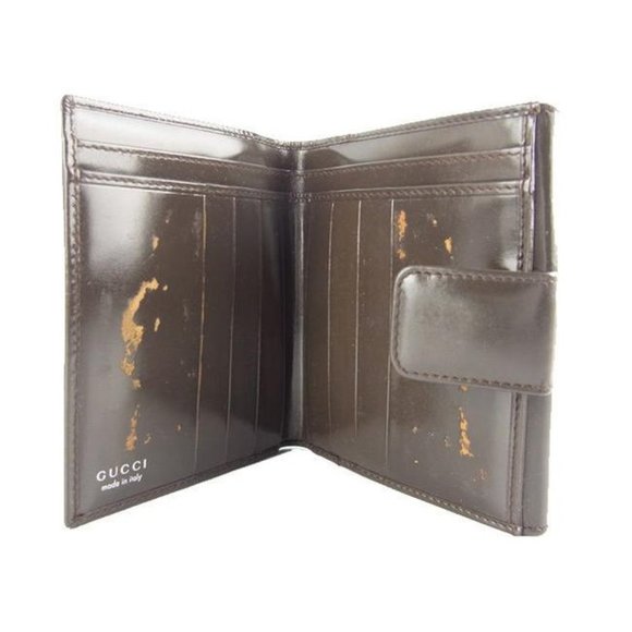 Vintage Gucci Brown Patent Leather Large GG Logo Wallet - Picture 3 of 6